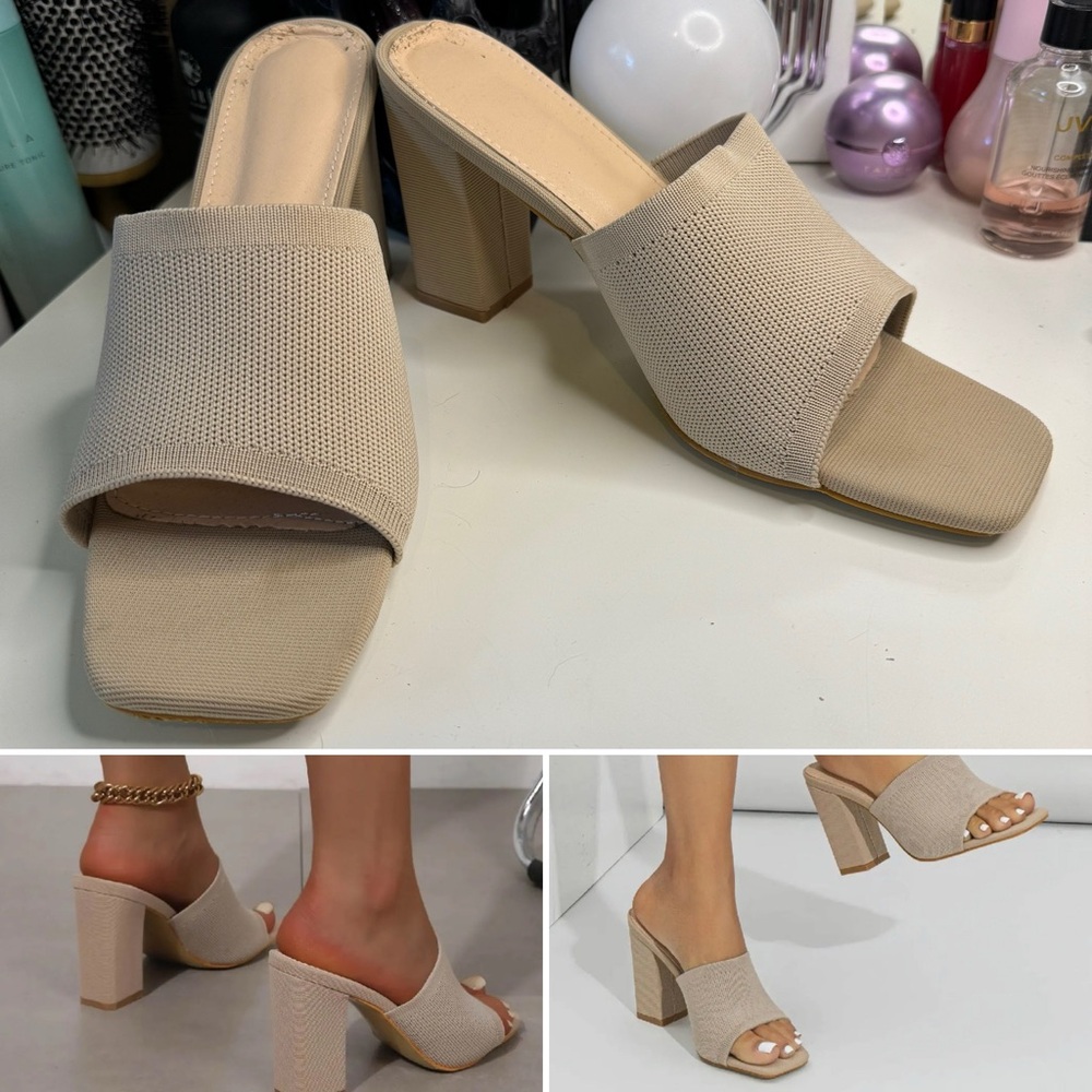 New Bella MOUSSE FIT Women Block Heeled Sandals Apricot (EU 42, US 10.5)